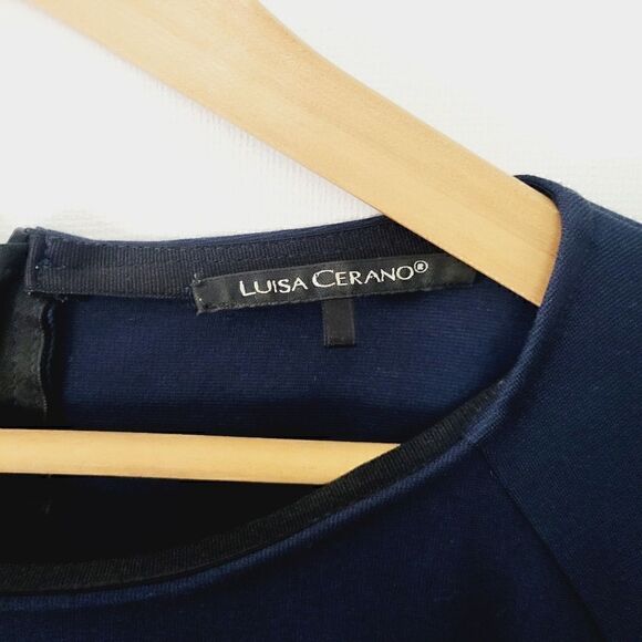Luisa Serano Navy Fit and Flare 3/4 Sleeve Top - Picture 2 of 12